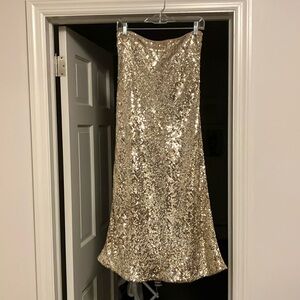 Gold sequin skirt with flare